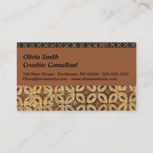 Carte De Visite Batik Earthy Grain de Café Élégant Rustique Rugueu