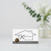 Carte De Visite Bâtiment à cadre gris élégant Constructeur de cons (Debout devant)