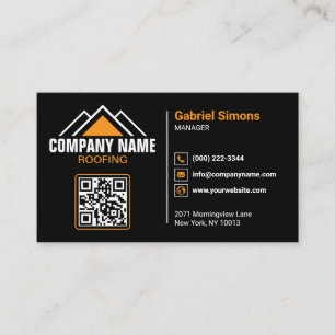 Carte De Visite Bâtiment à toit orange minimaliste avec code QR