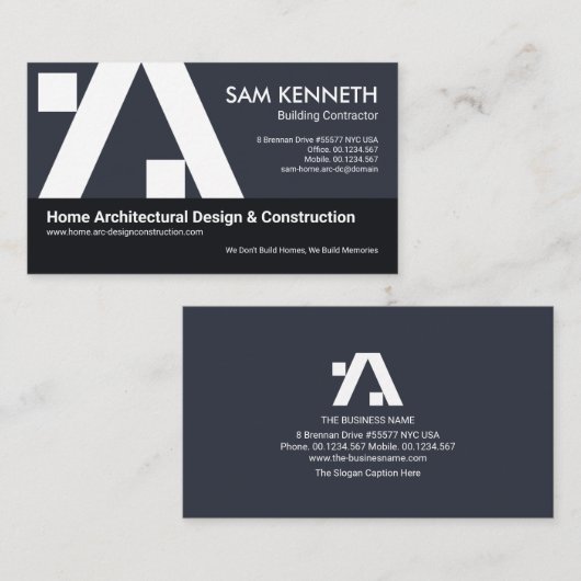 Carte De Visite Bâtiment créatif Bâtiment A-Frame Construction Bui (Devant / Derrière)