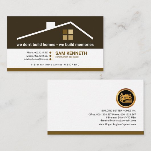 Carte De Visite Bâtiment créatif Construction de toits (Devant / Derrière)