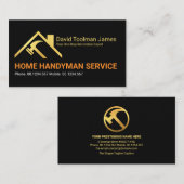 Carte De Visite Bâtiment Creative Gold Rooftop Hammer Handyman (Devant / Derrière)