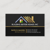 Carte De Visite Bâtiment de construction de toit en or créatif (Devant)