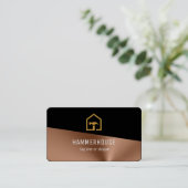 Carte De Visite Bâtiment de construction moderne en noir et bronze (Debout devant)