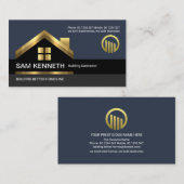 Carte De Visite Bâtiment de construction sur le toit en or élégant (Devant / Derrière)