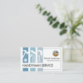 Carte De Visite Bâtiment de l'onglet Outils main bleu (Debout devant)