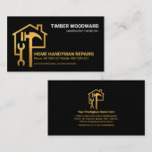 Carte De Visite Bâtiment de toit de marteau Creative Gold Spanner (Devant / Derrière)