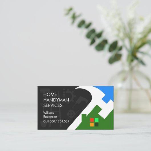 Carte De Visite Bâtiment de toit en marteau créatif (Debout devant)