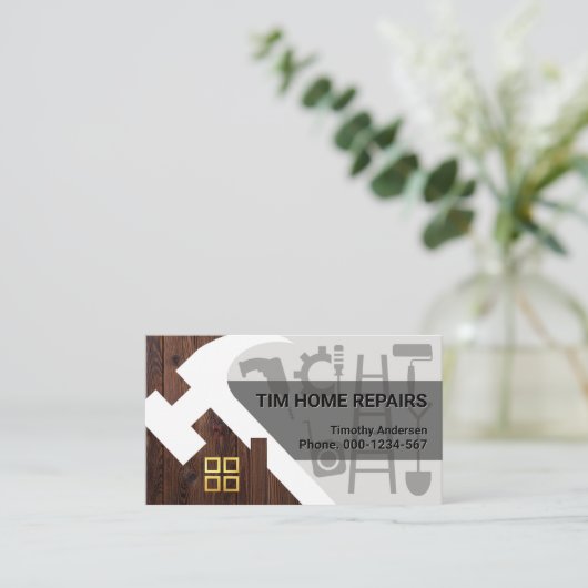Carte De Visite Bâtiment de toit marteau Handyman (Debout devant)