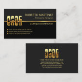 Carte De Visite Bâtiment des nuances gris de la ligne d'or rétro (Devant / Derrière)