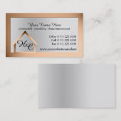 Carte De Visite Bâtiment en acier cuivre avec Monogramme (Devant / Derrière)