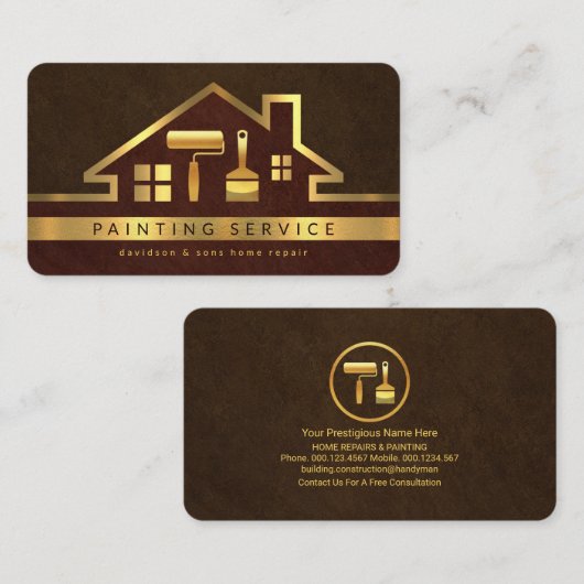 Carte De Visite Bâtiment Gold Rooftop Bâtiment Gold Brush (Devant / Derrière)