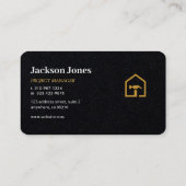 Carte De Visite Bâtiment moderne de construction en noir et or (Dos)