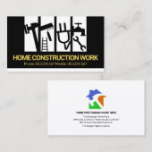 Carte De Visite Bâtiment Noir Et Blanc Handyman (Devant / Derrière)