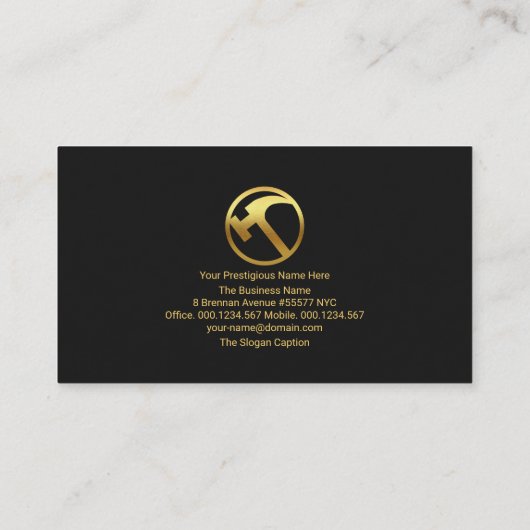 Carte De Visite Bâtiment Or Cadre Handyman Construction Builder (Dos)