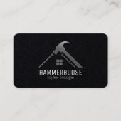 Carte De Visite Bâtiment personnalisé Noir + Argent (Devant)