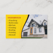 Carte De Visite Bâtiment professionnel noir et jaune (Dos)