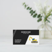 Carte De Visite Bâtiment simple d'excavateur de construction noire (Debout devant)