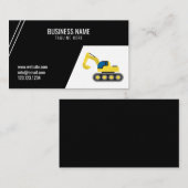 Carte De Visite Bâtiment simple d'excavateur de construction noire (Devant / Derrière)