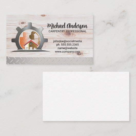 Carte De Visite Bâtiments | Acier en bois (Devant / Derrière)