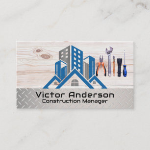 Carte De Visite Bâtiments Construits Outils main de l'entreprene