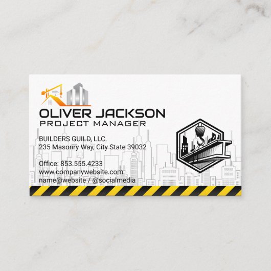 Carte De Visite Bâtiments de construction | Col bleu (Devant)