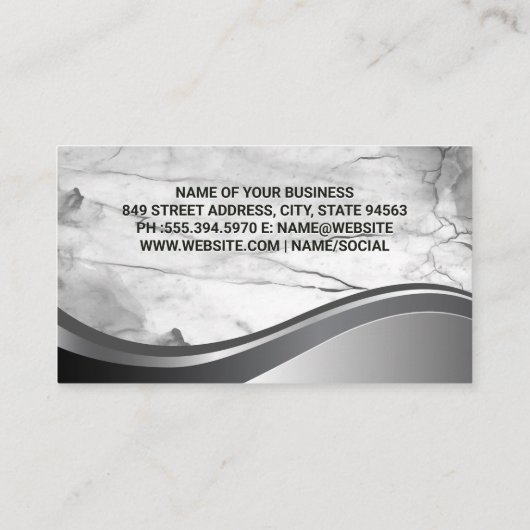 Carte De Visite Bâtiments de gratte-ciel | Arrière - plan en marbr (Dos)