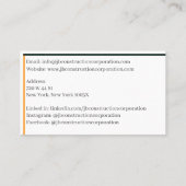 Carte De Visite Bâtiments Entrepreneur Bâtiment Grue de constructi (Dos)