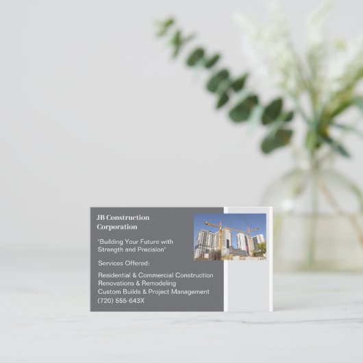 Carte De Visite Bâtiments Entrepreneur Bâtiment Grue de constructi (Debout devant)