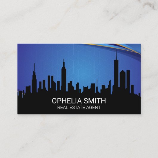Carte De Visite Bâtiments Skyline | Géométrique moderne (Devant)