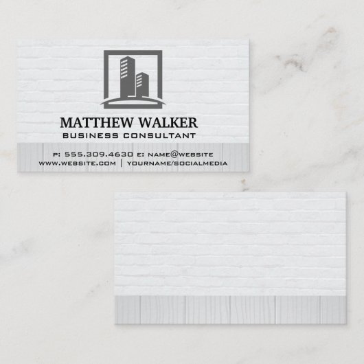 Carte De Visite Bâtiments Skyscraper | Bois de brique (Devant / Derrière)