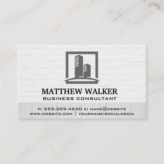 Carte De Visite Bâtiments Skyscraper | Bois de brique (Devant)