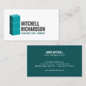 Carte De Visite Bâtiments turquoises Constructeur de construction  (Devant / Derrière)