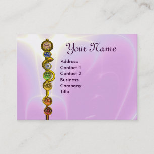 CARTE DE VISITE BÂTON D'ASCLEPIUS, 7 CHAKRAS, YOGA, ÉNERGIE SPIRIT