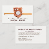 Carte De Visite Batterie de baseball en bois, Lecteur de baseball, (Devant / Derrière)