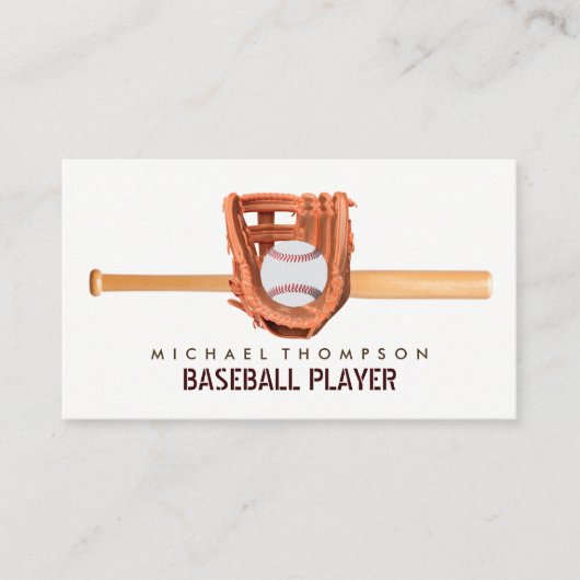 Carte De Visite Batterie de baseball en bois, Lecteur de baseball, (Devant)