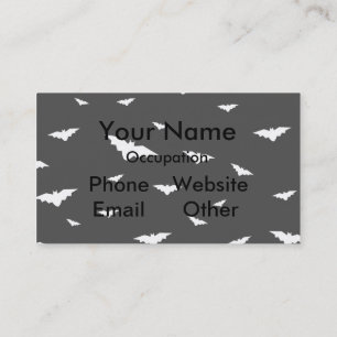 Carte De Visite Battes blanches et fond gris Halloween de vol