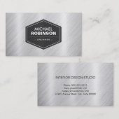 Carte De Visite Batteur - Aspect métallique argenté (Devant / Derrière)