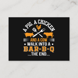 Carte De Visite BBQ BBQ Lover Pig Chicken Cow Into Bar BBQ