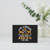 Carte De Visite BBQ| BBQ Lover Pig Chicken Cow Into Bar BBQ (Debout devant)