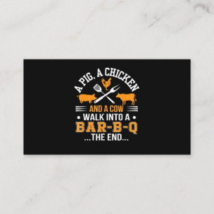 Carte De Visite BBQ   BBQ Lover Pig Chicken Cow Walk In Bar BBQ
