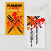 Carte De Visite BBQ grillant la restauration de chef de flammes (Devant / Derrière)