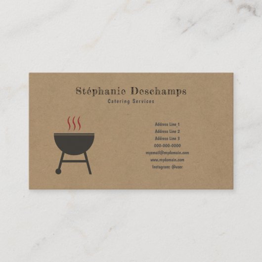 Carte de visite BBQ Kraft & Rustique (Devant)