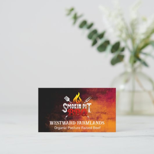 Carte De Visite BBQ | Restaurant | Feu (Debout devant)
