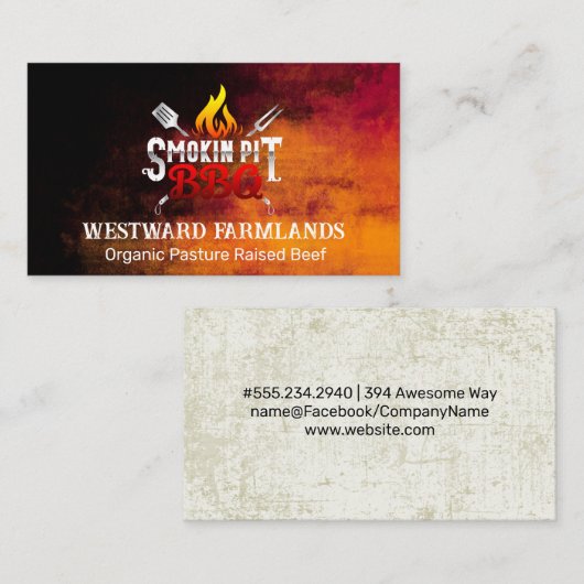 Carte De Visite BBQ | Restaurant | Feu (Devant / Derrière)