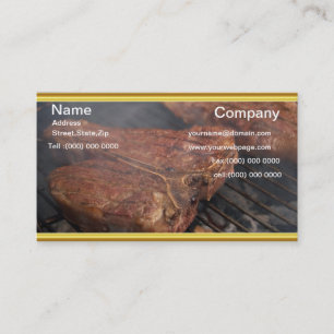 Carte De Visite BBQ steaks sur le grill avec fumée
