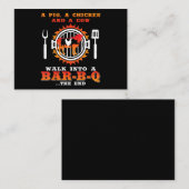 Carte De Visite BBQ| Un Cochon Et Un Poulet Se Promènent Dans Un B (Devant / Derrière)