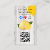 Carte De Visite beach club jus bar café lemonade citron soleil (Dos)