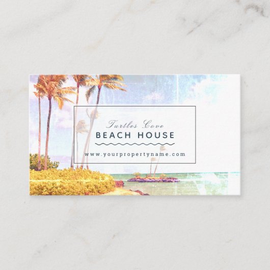 Carte De Visite Beach House B&B Location de vacances Retro Photo (Devant)