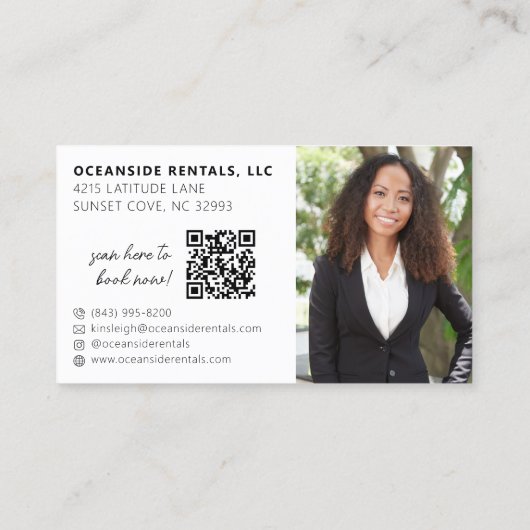 Carte De Visite Beach House Location Manager QR Code Photo (Dos)